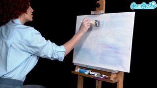 Ryan Keely bob ross cosplayban festés óráján megvadul a hatalmas keblű milf